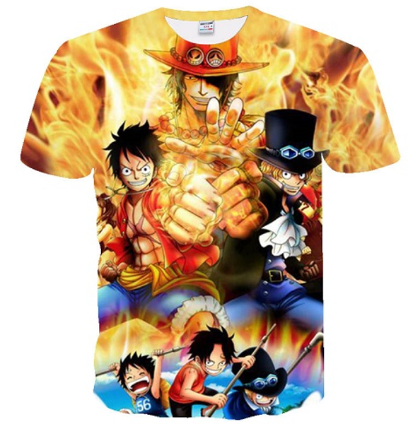 

2019 новый аниме футболка лето мужчины женщины monkey d luffy fire print one piece 3d футболка мужской хип-хоп уличная одежда о-образным выр, White;black
