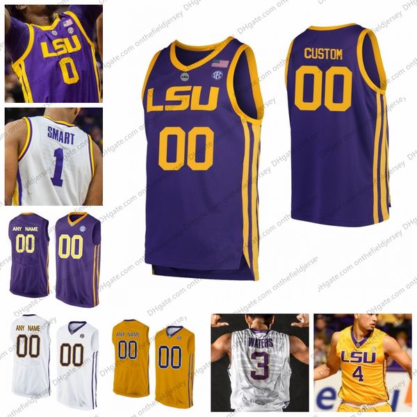 

custom 2019 lsu tigers basketball jersey any name number 0 naz reid 1 ja'vonte smart 3 tremont waters 4 skylar mays 24 emmitt williams, Black