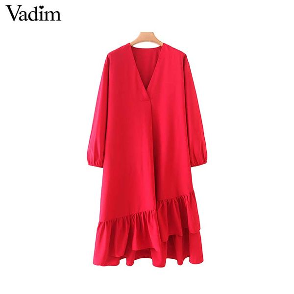 

vadim women elegant v neck solid dress long sleeve office wear female casual knee length dresses stylish vestidos mujer qc768, Black;gray