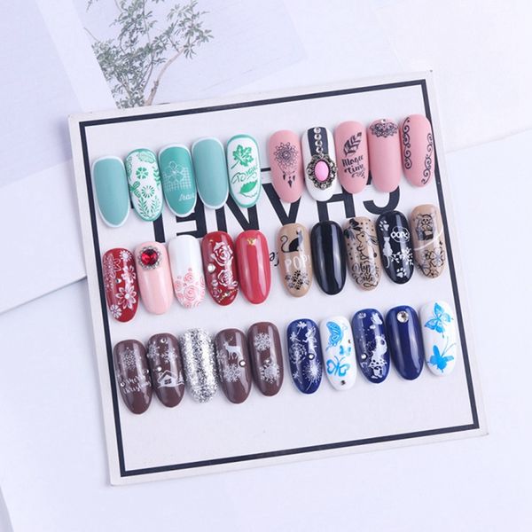 

1pcs 12x4cm nail stamping plates leaf flowers butterfly cat nail art stamp templates stencils design polish manicure, White