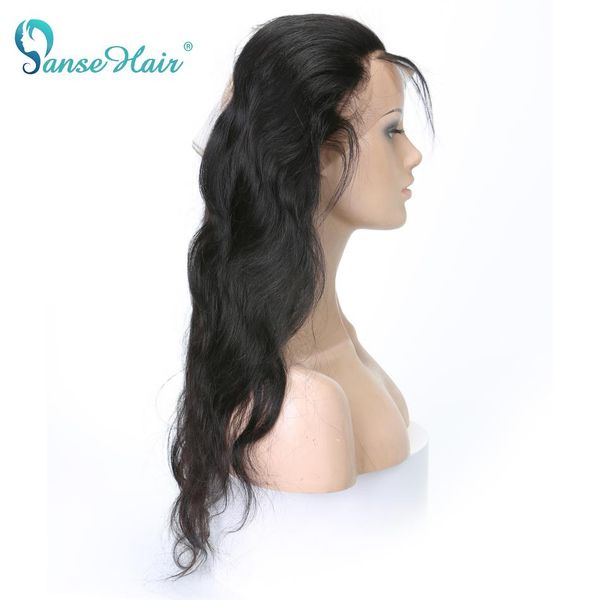 

panse hair brazilian body wave hair 360 lace frontal 10"~20" natural hairline 100% human with baby remy, Black;brown