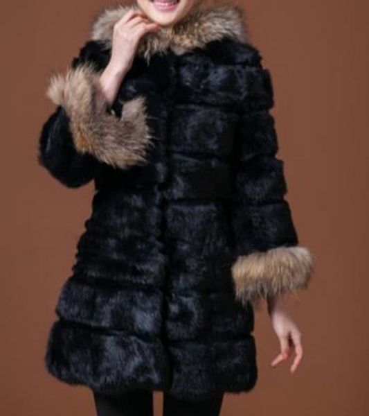 

new 2019 winter women's faux fur coat artificial fur overcoat furry jacket femme plus size fluffy fake outwear q915, Black