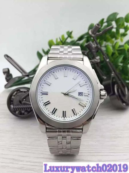 

2016 new arrival brein auto watch men silver case white big dial stainless band chronometer 1884 watch montre homme, Slivery;brown