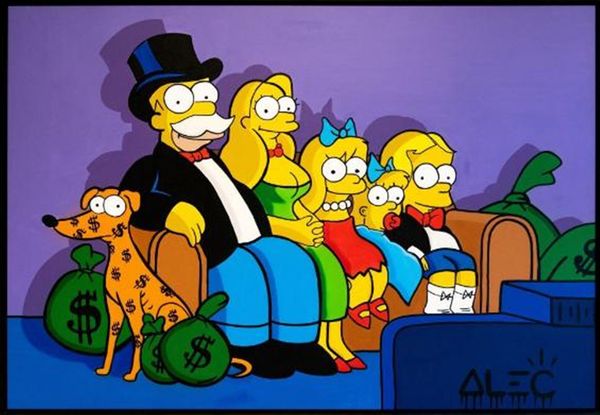 

alec monopoly artworks simpsons family monopoly portrait home decor handpainted &hd print oil painting on canvas wall art canvas 200511