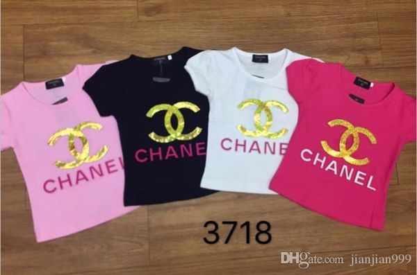 

Designer girls Wear Cotton Round Neck Summer Models With Same Fan Tops High-end Letters T-shirt