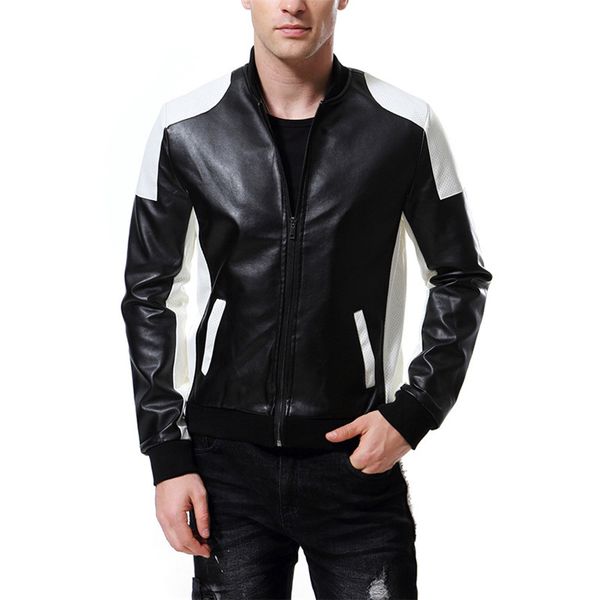 

designer mens leather jacket fashion plus size stand collar pu jacket casual long sleeve street coats, Black;brown