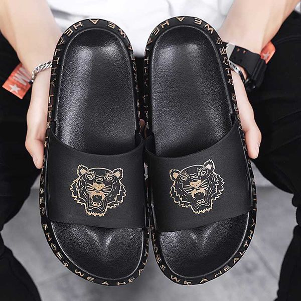 

men's slippers summer flip flops beach slides crocr male indoor home bathroom crocodile bath slip household sandals, Black