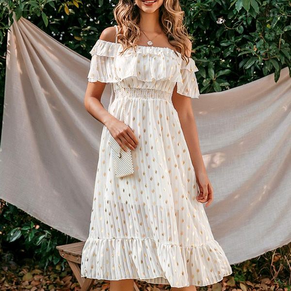 

dot pleated dresses ladies long party maxi dress 2020 elegant summer off shoulder dress women beach dress polka, Black;gray