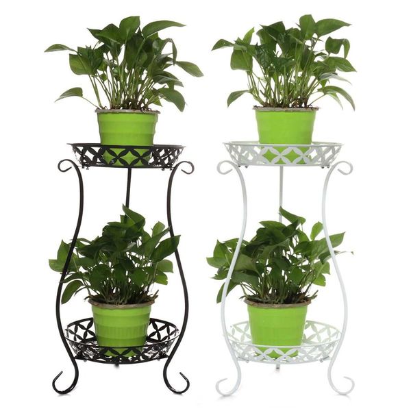 

wrought iron double-layer plant stand flower shelf for rack balcony simple indoor living room coffee bar garden flower pot shelf