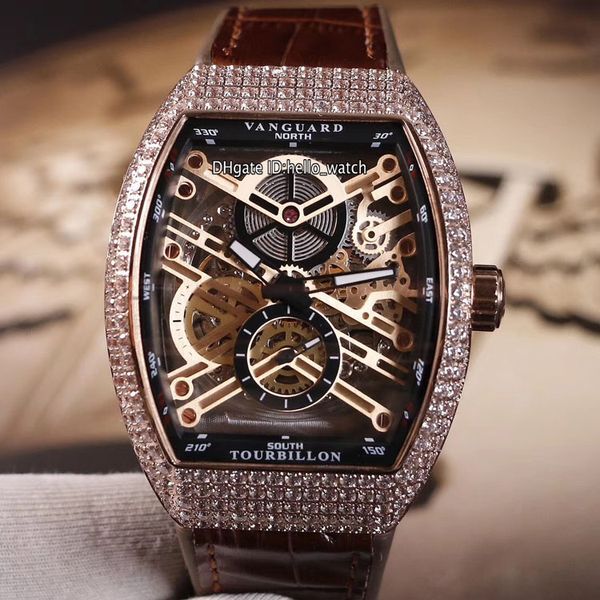 

мужская коллекция vanguard v 45 s6 sqt nr br (nr) золотые циферблаты с полым скелетом автоматические мужские часы часы из розового золота с, Slivery;brown