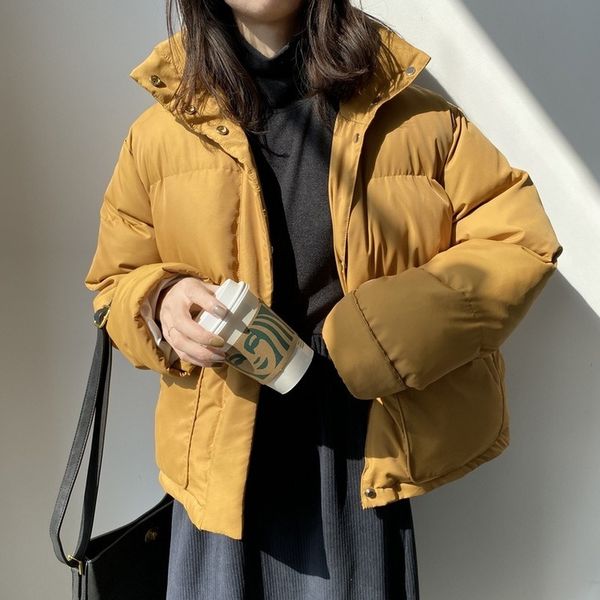 

women's down & parkas winter coat women jackets parka stand collar thick warm outwear pockets solid harajuku bubble coats puffer jacke, Black