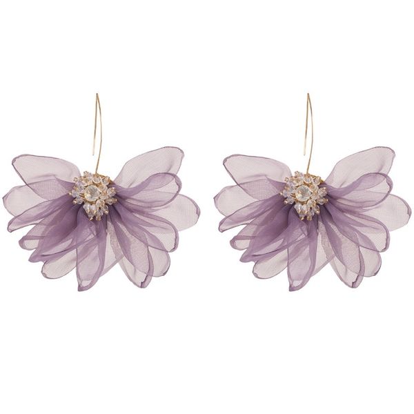 

big brand lace flower programming multilayer earrings bohemian with rhinestone ear drop handmade lace earrings 3 colors women jewelry, Silver