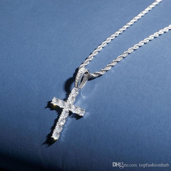 

hip hop 925 sterling silver necklace zircon-filled solid cross pendant ornaments for men and women new