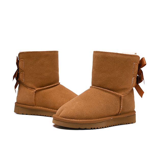 

luxury kids boots wgg australian classic snow designer boots girl boy children bailey bow shoes ankle winter bootieseur 26-35 keep warm, Black