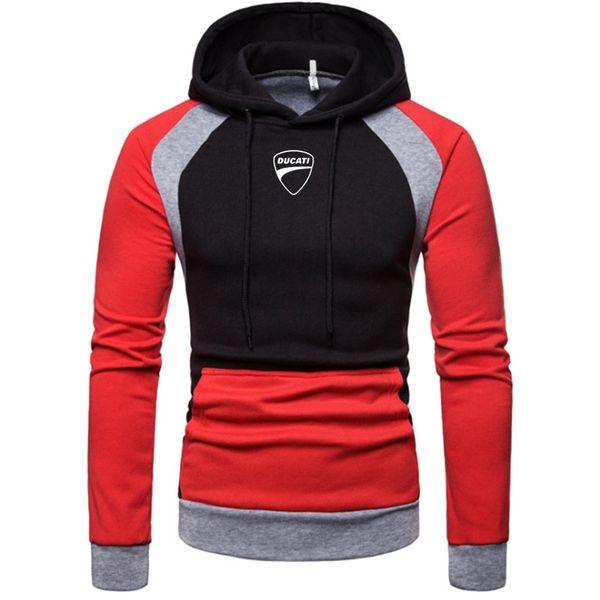 

new brand fashion male personality hoodies ducati car england style popular patchwork muscles leisure fast delivery, Black
