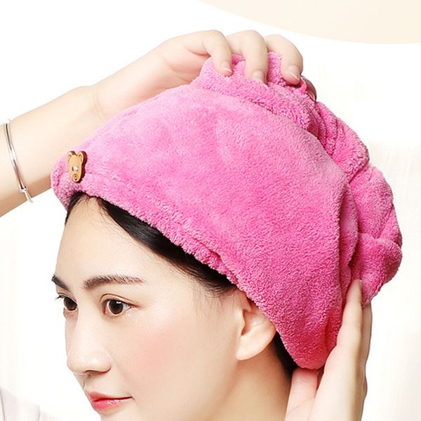 

dry hair towel cap super absorbent microfiber soft quick dry turban bath shower head towel mu