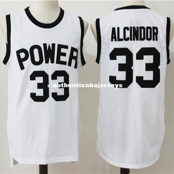 

custom lew alcindor power high school jersey kareem abdul jabbar basketball jersey embroidery stitches customize any size and name, Black;blue