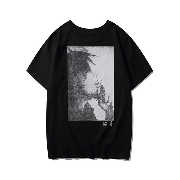 

20ss european american trend luxury designer t-shirt fashion music character printing t-shirt couple loose loose neck t-shirts, White;black