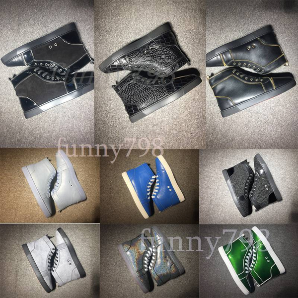 

new brand men women red bottom 19ss spike sock platform donna spikes bottoms party personality high leather studded designer shoes sneaa171#, Black