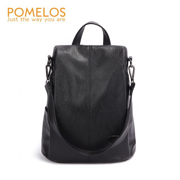 

pomelos backpack female designer new women pu leather backpack anti theft soft back pack backpacks school bags