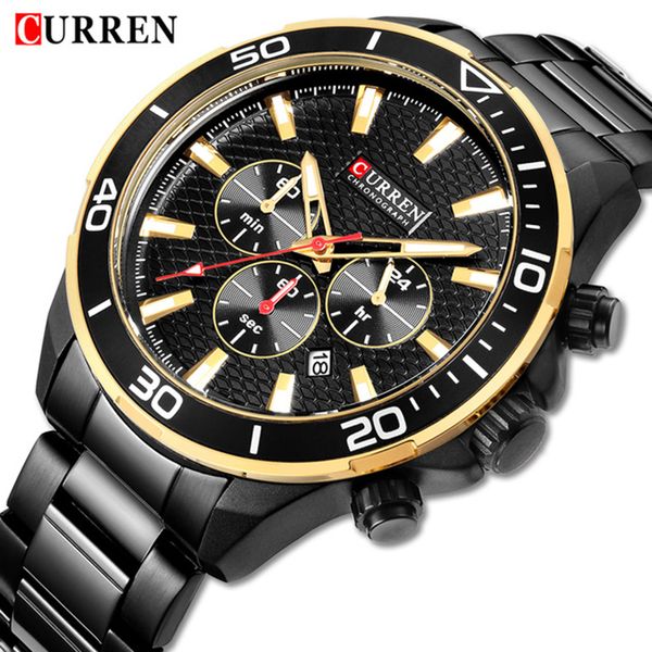 

curren men's casual sport quartz watches men fashion luxury watch man stainless steel waterproof wristwatch relogio masculino, Slivery;brown