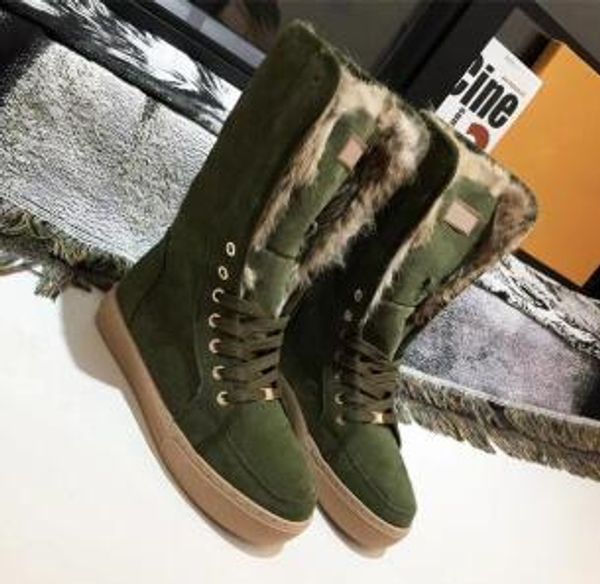 

designer boots winter snow boots suede real fur slides leather waterproof winter warm knee high boots brand fashion luxury women shoes 02, Black