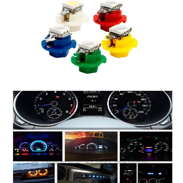 

10pcs/lot t5 b8.4d 1 smd led blue side dashboard guage light for car b8.4 auto instrument panel lights white blue yellow