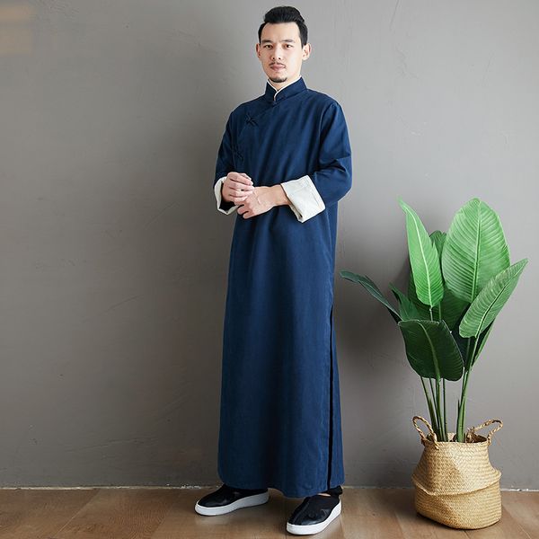 

men ancient hanfu costume classic male cheongsam chinese style long robe traditional tang suit gown film tv stage wear, Black;red
