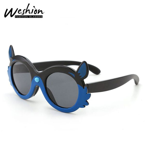 

2020 new cute polarized kids sunglasses silicone bendable cartoon wolf sun glasses boy girl child tac eyeglasses safe shades, White;black