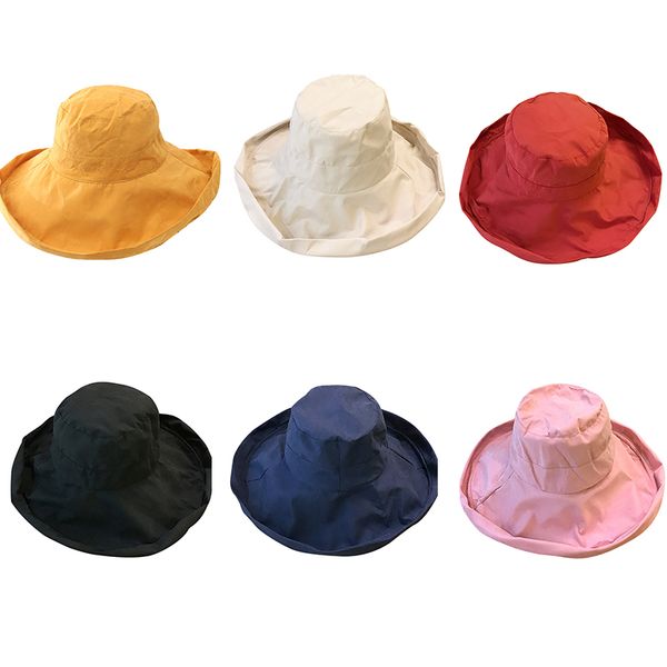 

2019 women casual solid color all-match personality portable concise sunscreen bucket hat, Blue;gray