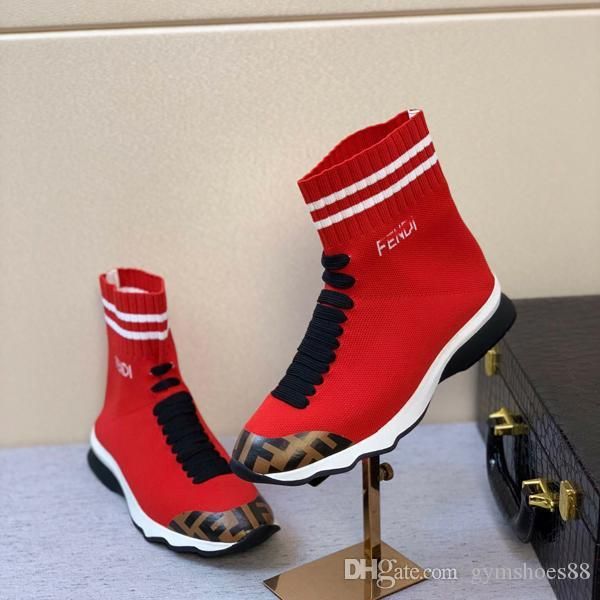 

new mens trainers shoes slip-on cycling sneakers knit sock shoes leisure socks boots skinny feet women trainer running shoes with original b, Black