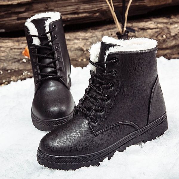 

women's boots winter snow boots ladies new warm plus velvet cotton shoes waterproo pu large size cotton shoes, Black