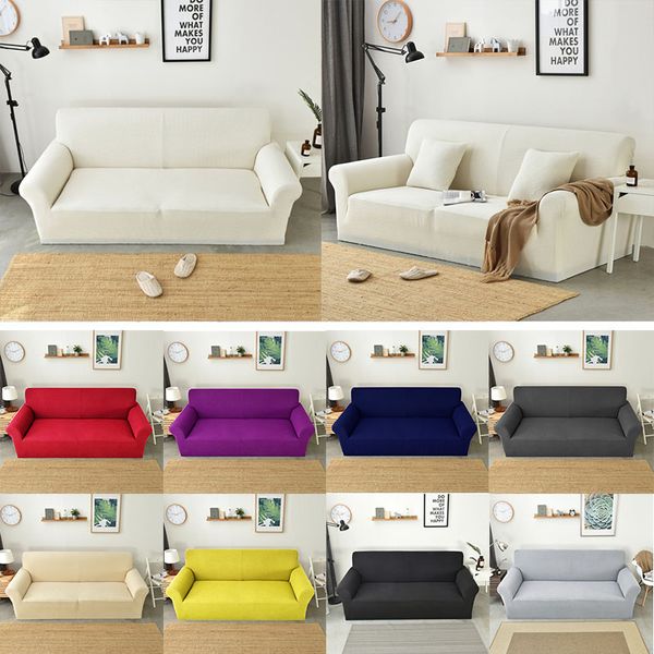 

solid color elastic sofa cover spandex modern polyester stretch sofa couch slipcover chair protector living room 1/2/3/4 seater