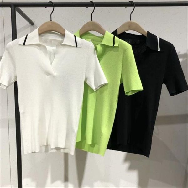 

a moco up 2020 versatile slim polo collar stretch short-sleeve sweater sweater mbo2swt011, White