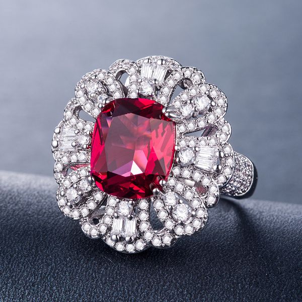 

engagement crystal ring for women statement rings fashion jewelry with full shiny cubiz zircon female ring, Silver