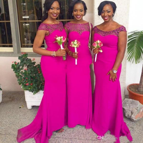 

elegant lace appliques bridesmaid dresses sheer neck sleeveless prom gowns sweep train formal party dresses custom made, Blue;red