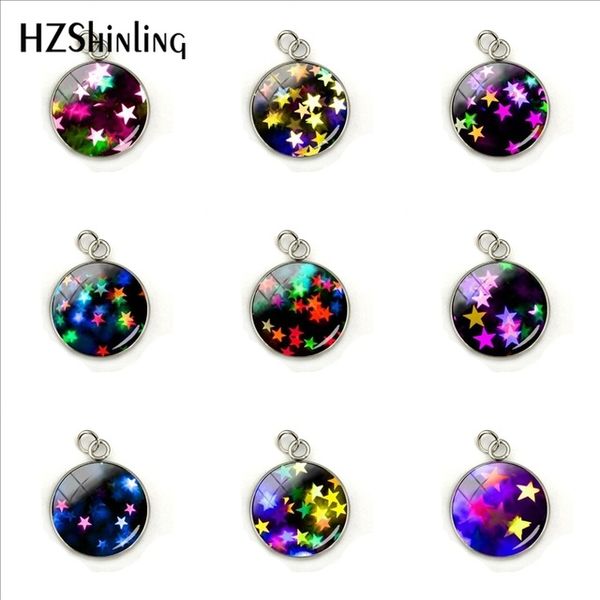 

new dazzling stars color neon pattern stainless steel plated charm pendant handmade jewelry accessory for women, Bronze;silver