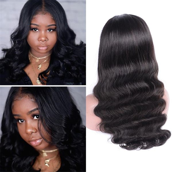 

кружева фронтальная 100% человеческих волос парики pre щипковых объемная волна фронта шнурка парики 150% плотность перуанские парики для bla, Black