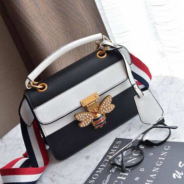 

fashion women handbag style contrast color shoulder bags lock versatile one shoulder crossbody bag
