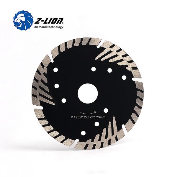 

z-lion 5" 125mm diamond saw blade granite stone cutting segmented turbo teeth slant protection concrete cutting disc