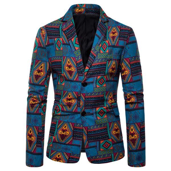 Mens Designer Blazers 2019 Novo Estilo Dos Homens Ternos Imprimir Slim Fit Mens Vestido Blazer Africano Estilo Étnico Roupas Casuais Ternos Mens clothing