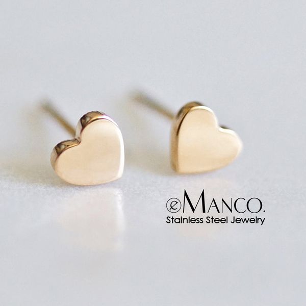 

not fade stainless steel earrings for women small heart stud earrings 2020 wholesale tiny korean clip on earring jewelry ye14994, Golden;silver