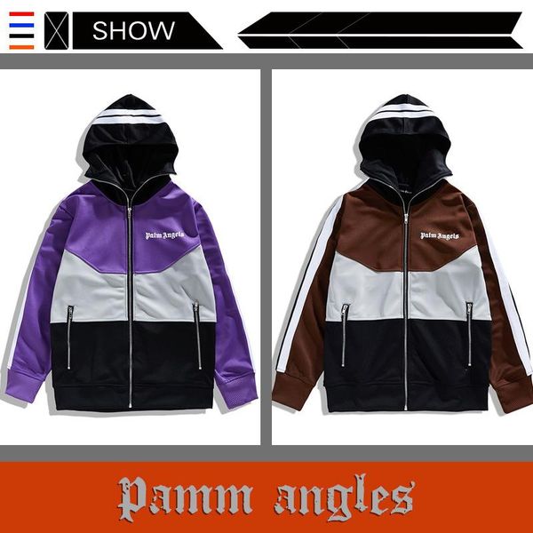 

The European and American Popular Logo PALM ANGELS Tracksuit Contrast Color PALM ANGELS Pants Men and Women Casual Sports Hooded Jacket