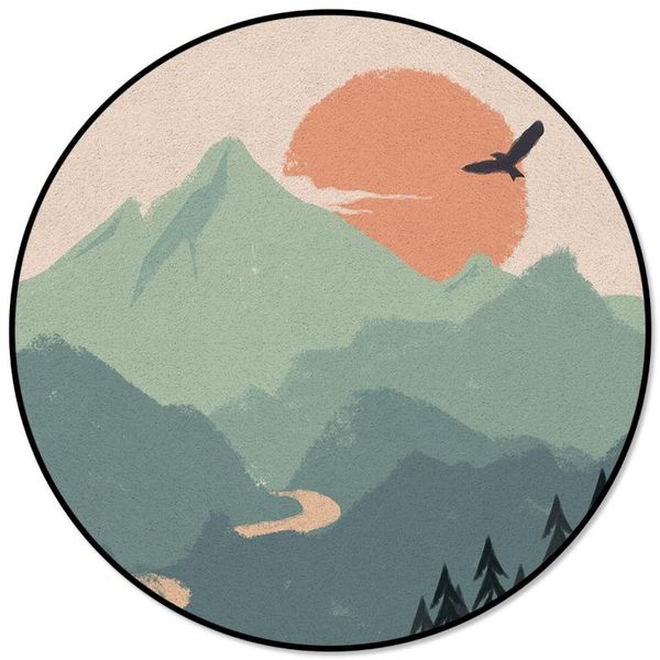 

mountain water sunrise eagle forest круглые ковры для гостиной спальня стул коврик для детской комнаты play палатка дети коврика
