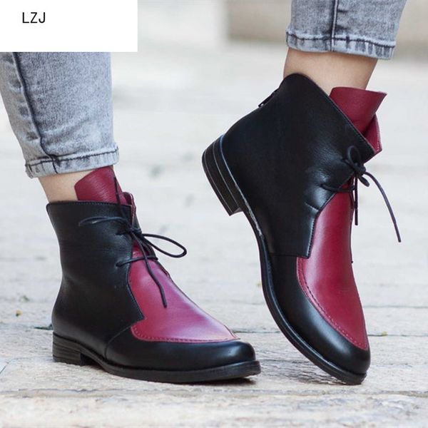 

lzj winter boots women ankle boots women shoes thick heel short pu leather boot casual botines botas mujer invierno 2019, Black