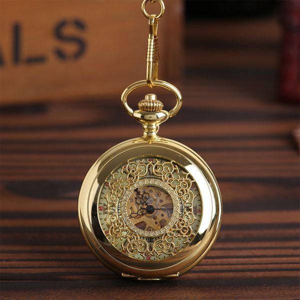 

wholesale 20pcs/lot men perspective hollow mechanical watches mechanical roman pocket watch pw003, Slivery;golden