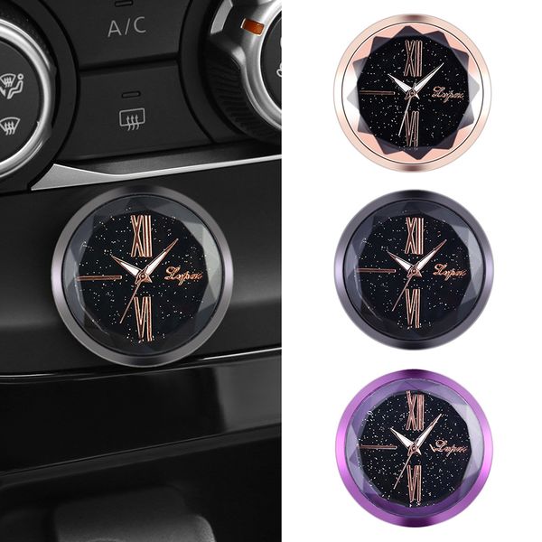

car interior decoration mini fine metal electronic clock simple dial paste study convenience