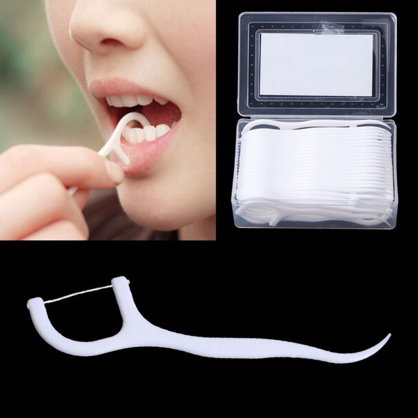 

50pc dental flo flo er pick teeth toothpick tick tooth clean oral care 7 5cm