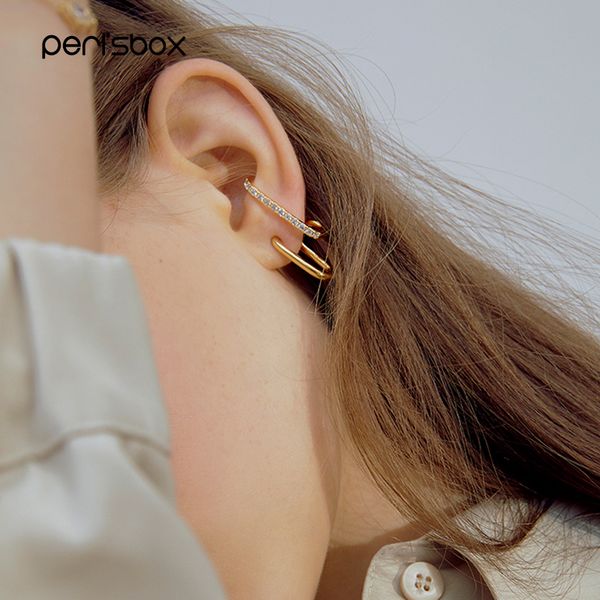 

peri'sbox double circle gold stud earrings thin line irregular geometric earrings for women cz stone minimalist earrings studs, Golden