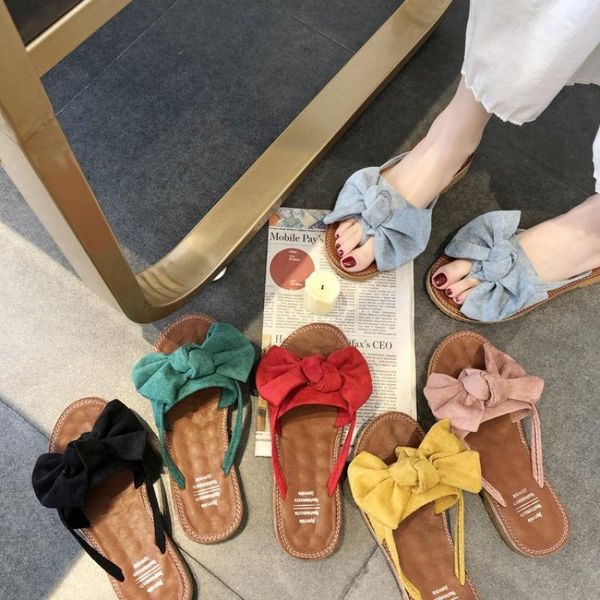 

cinessd chaussure femme cloth summer slippers women solid sandals woman 2020 new fashion butterfly flip flops beach shoes woman, Black
